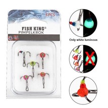 FISH  5pcs/pack High  Steel Winter Ice Trebles Fishing Hooks Barbed With  Eye Fi - £40.03 GBP
