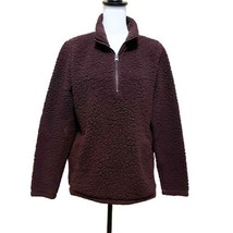 A&amp;F Abercrombie &amp; Fitch Half Zip Pullover Sherpa Jacket Maroon Women’s S... - $23.09