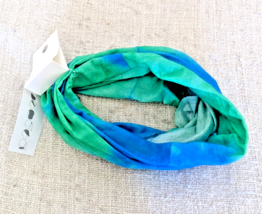 Blue Green Tie Dye SMALL Hair Wrap Headwrap Headwear Head Scarf Bandana Hijab - £2.90 GBP