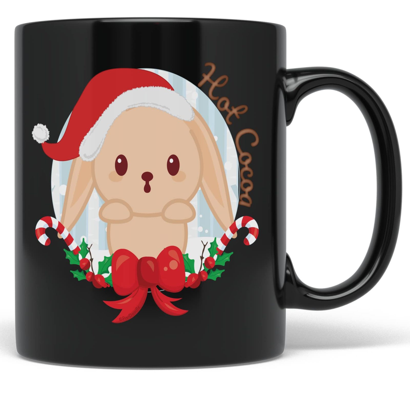 PixiDoodle Bunny Christmas Coffee Mug - Rabbit Christmas Kids Hot Cocoa ... - $25.91+