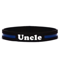 UNCLE Thin Blue Line Silicone Wristband Bracelets Police Officers Patrol Awarene - £2.23 GBP