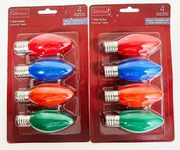 Lot Of 8 Christmas Replacement C9 Light Bulbs (Multi-Colored) 2 Brand New Packs - £6.65 GBP