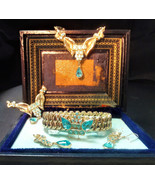 MCM Gold and Aquamarine Jewelry Set  / Antique Gold tone and Aqua Marine Parure  - $145.00