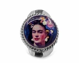 Mia Jewel Shop Frida Inspired Graphic Round Silver Metal Rope Edge Adjus... - £15.80 GBP