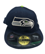 Seattle Seahawks 5950 59 Fifty Hat Fitted Size 7 Blue Stitched NFL Onfie... - £29.40 GBP