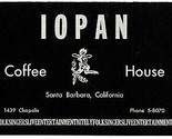 IOPAN Coffee Shop Menu Santa Barbara California Folksingers Live Enterta... - $148.88