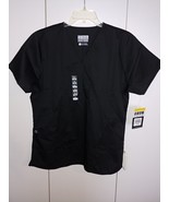 WONDER WORK LADIES SS PULLOVER BLACK STRETCH SCRUB TOP-L-NWT-ACTIVE TWIL... - $13.09