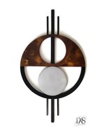 Geometric Abstract Wood Metal Wall sculpture, Contemporary Brown Wall Ar... - $130.00