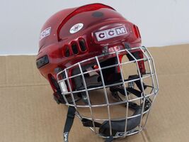 Vintage CCM Hockey Helmet Adult Sz SMALL Translucent X ray Red Chrome Ca... - $44.99