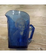 Shirley Temple Hazel Atlas Cobalt Blue Glass Milk Pitcher 1930&#39;s Collector - $146.16 MXN