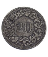 1851-BB Suiza 20 Rappen Billon KM #7 Condición VF - $311.85