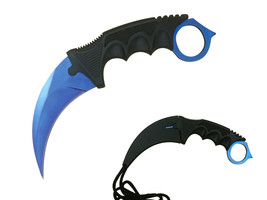 CS Go Counter Strike Doppler Tactical Karambit Neck Knife Blue Fixed Bla... - $218.34 MXN