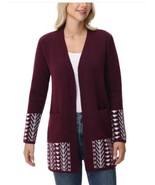 Frye Womens Cardigan Dark Red Multicolor Sweater Pockets Open Front Long... - $827.96 MXN