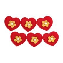 2Pc Hair Clip Resin Red Hearts Yellow Flowers Barrette Fashion Accessories NEW - £5.71 GBP