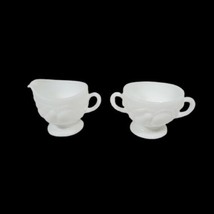 Vintage Westmoreland Glass Milk Glass Creamer  Sugar Footed 3D Fruit Pattern MCM - £7.02 GBP