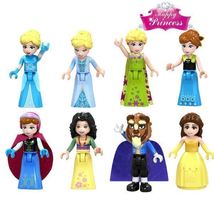 8Pcs Fairy Tale Princess Girl Beast Cinderella Elsa Belle Mulan Minifigures - - £12.86 GBP