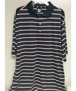 FootJoy Golf Polo Shirt Mens Size XL Black Red White Striped Short Sleeve - $29.69