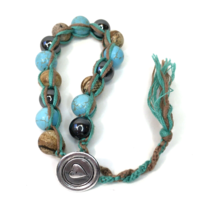 Faux Turquoise, Hematite &amp; Jasper Bracelet Sterling Silver Button Closure - £17.42 GBP