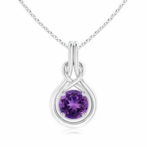 Authenticity Guarantee 
ANGARA Round Amethyst Solitaire Infinity Knot Pendant... - £610.78 GBP