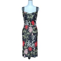 Bronx &amp; Banco Floral Embroidered Knee Length Cocktail Dress Black Red Si... - £158.11 GBP