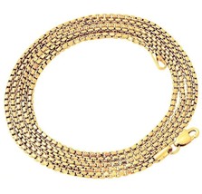 14K Gold Plated Venetian Round Box Chain Necklace 3mm 30" Lobster clasp New USA - $10.88
