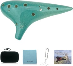 Ocarinawind® 12 Hole Ocarina Exquisite Craft Of Blue Ice-Crack Alto, Gif... - $32.97