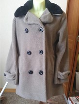 faux fur button down coat beige black collar Womens MNILS Resort Collection - £31.92 GBP