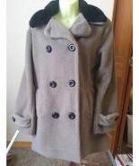 faux fur button down coat beige black collar Womens MNILS Resort Collection - $39.99