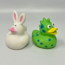 Rubber Duckies White Bunny Green Dinosaur Bath Toys 2.5&quot; Tall - £7.36 GBP