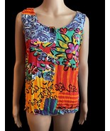NWT Jessica Stevens Women’s Medium Rayon Tank Top Abstract Floral 1980s ... - $19.60