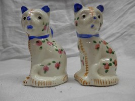 Vintage sat and pepper set Calico flowers Cat kittens stitched japan  - €25,91 EUR
