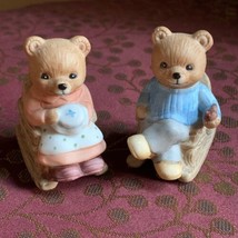 Homco Bear Figurines Rocking Chair Grandma &amp; Grandpa Cake Topper Retirem... - £7.76 GBP