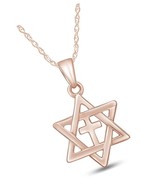 Star of David with Cross Pendant Necklace in 14k Gold - £117.82 GBP