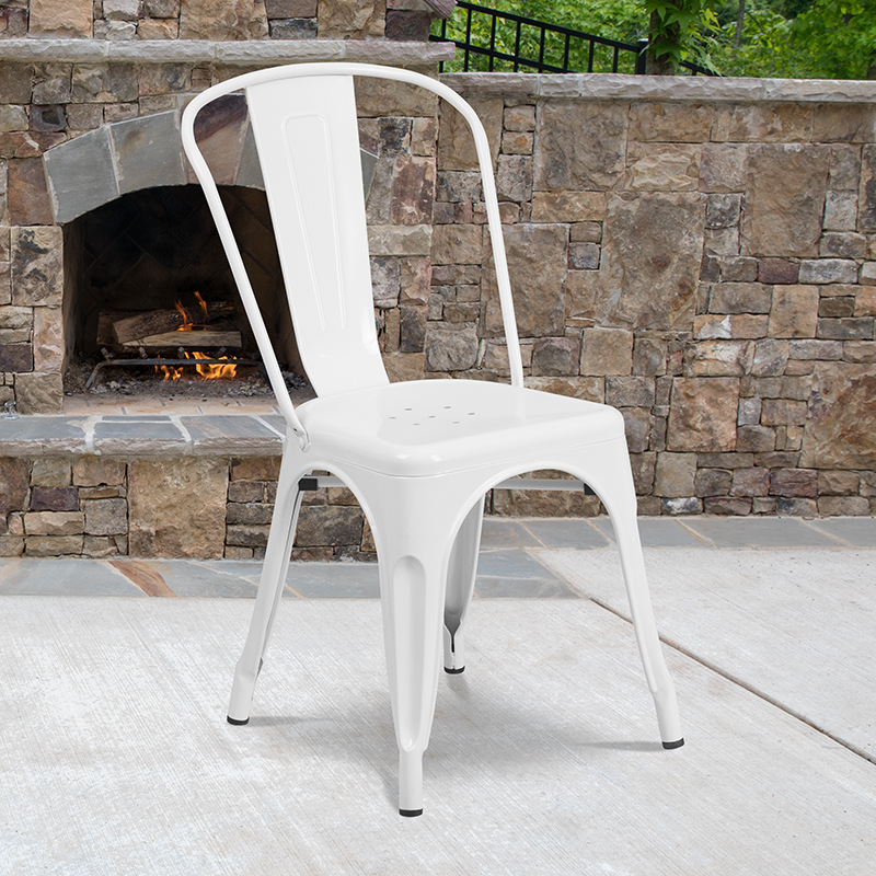 White Metal Chair CH-31230-WH-GG