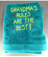Grandma&#39;s Rules Are The Best Embroidered on Hunter Green Golf Towel - $234.47 MXN
