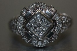 14K White Gold Filigree Design Round Wedding Ring with RBC &amp; PC Diamonds SZ 7 - £1,443.07 GBP