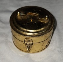 Vintage Round Brass Trinket Box Handle &amp; Hasp 2.75 Inch Decorative Holes - $279.41 MXN