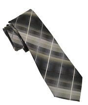 $ave On Product Designer John Mens Dress Necktie Grey Stripes Machine Washable - £7.08 GBP