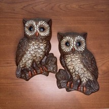 Vintage HOMCO Owl Wall Plaques/Hangings Set of 2-Home Interior Brown Cream - £9.77 GBP