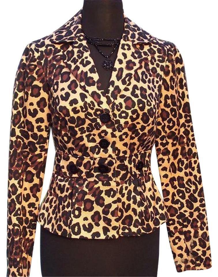 Cache Silk Congo Animal Print Lined Jacket Top New 0/2/4/6/8/10 xs/s/m  $208 NWT