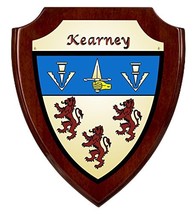 Kearney Irish Coat of Arms Shield Plaque - Rosewood Finish - $43.56