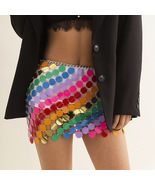 Sexy Rainbow Sequin Chainmail  Sikrt Body Chain Club Rave Clothing - £39.09 GBP