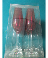 Royal Doulton Red Ruby 4 Crystal Glasses Steamware Nib 9&quot; Slovakia Orig - $1,191.08 MXN