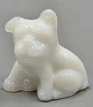 VINTAGE Cambridge Glass Miniature Bulldog Milk White Figurine  - $42.06