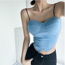 Women Seamless Irregular Crop Tops Sleeveless Cotton Short Top Padded br... - £14.70 GBP