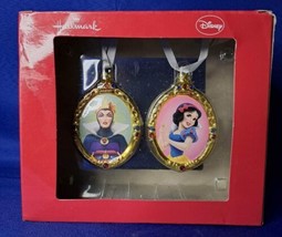 Set of 2 Disney Snow White &amp; Witch Hallmark Blown Glass Xmas Holiday Ornaments - £12.57 GBP