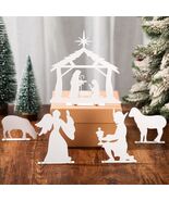 MorningRo White Metal Christmas Nativity Set 3 Pc Indoor Rustic Decor - $69.73 MXN