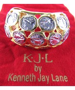 Kenneth Jay Lane, Silver Coin and Gold Large Cuff Bracelet, Gilded Sprin... - £165.94 GBP