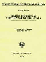 Mineral Resources of Northern Nye County, Nevada by Frank J. Kleinhampl - £23.06 GBP