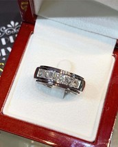 2Ct Rund Herren Künstlicher Diamant Hochzeit Ring 14k Weiß Vergoldet Silber - £87.23 GBP